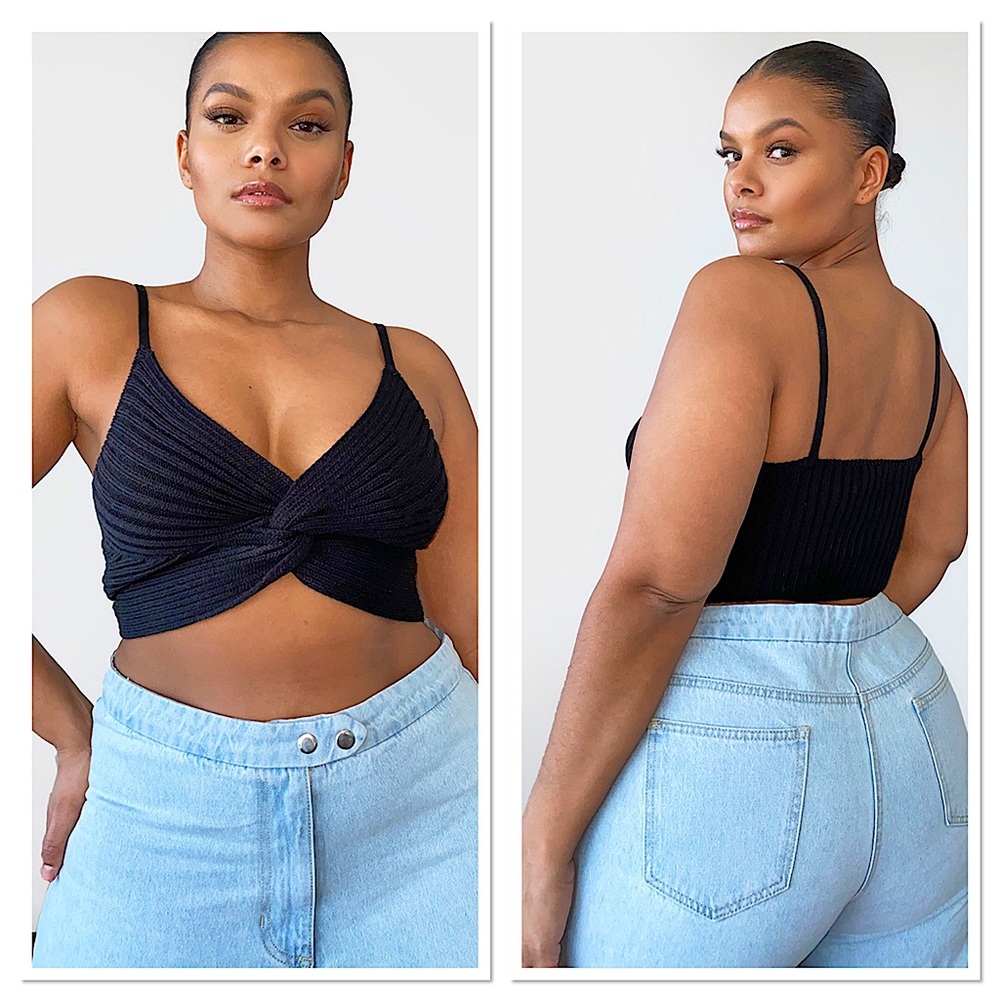 PrettyLittleThing Black Ribbed Crop Top